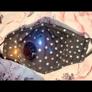 *New* Black Face Mask with Clear Crystals